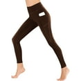 thumbnail image 7 of Girls' Yoga Leggings with Pocket Soft Stretch Dance Running Athletic Pants High Waisted Workout Active Trouser (8 Years, Brown), 7 of 7