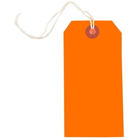 - JAM Paper Gift Tags with String, Medium, 4 3/4 x 2 3/8, Neon Orange, 100/pack