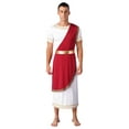 thumbnail image 2 of TiaoBug Men's Ancient Greek Cosplay Fancy Dress Costume Short Sleeve Toga Halloween Roman Robe Burgundy L, 2 of 7