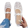 thumbnail image 4 of Jamicy Mesh Ballet Flats for Women Embroidered Floral Round Toe Mary Jane Comfortable Flat Shoes Casual Outerwear Shoes, 4 of 9