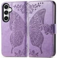 thumbnail image 2 of Designed for Samsung Galaxy S23 FE Case Wallet,Women Butterfly Embossed PU Leather Flip Folio Cover Card Holder Slots Stand with Wrist Strap Phone Case Wallet for Galaxy S23 FE 5G (Lavender), 2 of 13