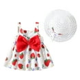 thumbnail image 4 of Baby Girl Dress 12 Months Floral Bow Dress with Straw Hat Set Backless Sleeveless Casual Princess Dresses Toddler Baby Girl Summer Clothes,18-24 Months, 4 of 5