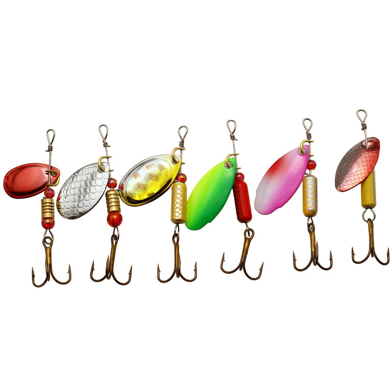 LotFancy Hard Metal Fishing Lures, 30 Spinner Baits with Tackle Box 