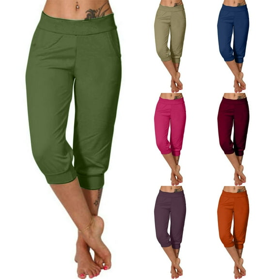 Aboser Capri Pants for Women High Waisted Stretch Yoga Pants Moisture Wicking Sports Capris Comfy Casual Cropped Sweatpants with Pockets
