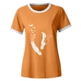 thumbnail image 4 of Pompotops Femmes Mode Décontractée Imprimé Col Rond Ample Manches Courtes T-shirt Haut Blouse Chandail Liquidation, 4 of 4