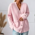 thumbnail image 4 of Womens Sweater Cardigan Jacket Butto Casual Solid Color Loose Cardigan Long Sleeved Sweater Jacket Pink M, 4 of 4