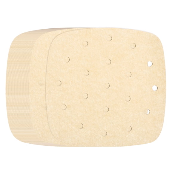 Uxcell 100pcs Air Fryer Liners 6 Inch Square Bamboo Steamer Liners with Holes Non-Stick Perforated Parchment Paper Sheets Disposable Steamer Paper for Air Fryers Steaming Basket, Brown