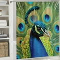 thumbnail image 6 of BCIIG Peacock Feathers Bathroom Decor Set with Hooks, Colorful Luxurious Graphic Print Polyester Fabric Shower Curtain Set, Chic Modern Design 36x72, 6 of 7