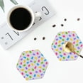 thumbnail image 4 of Pofeuu Bear And Polka Dot Print Coasters for Drinks, 4Pack PU Leather Coasters, Bar Drink Coasters for Tabletop Protection, Furniture from Damage-Hexagon, 4 of 6
