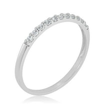 AVORA 10K White Gold Simulated Diamond CZ Half Eternity Band Stackable Ring - Size 7