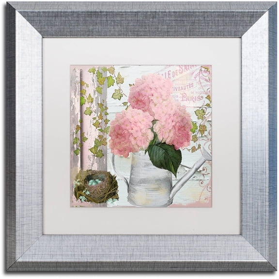 Trademark Fine Art "Chalet d'Ete Hydrangea" Canvas Art by Color Bakery White Matte, Silver Frame