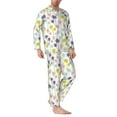 thumbnail image 2 of Naloa Hawaiian Coconut Tree Men’s Pajamas Set - Long Sleeve Button Down Sleep Shirt and Pajama Bottoms Sleepwear Set-Medium, 2 of 7