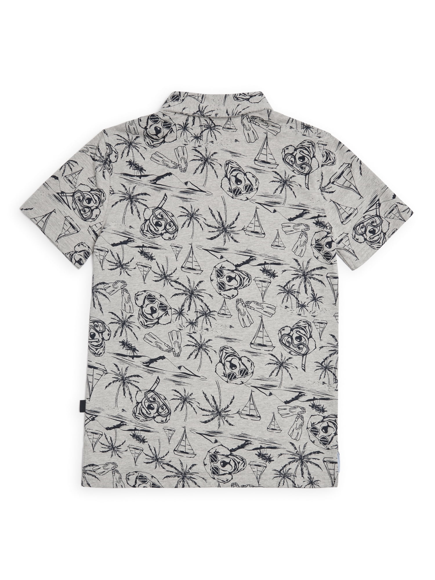 Chaps Boys Allover Print Short Sleeve Cotton Polo Shirt, Sizes 4-18