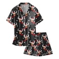 thumbnail image 4 of WEAIXIMIUNG Girls' Christmas Printed Pajamas Short Sleeved Button Top Shorts Home Pajamas Set 2-3 Years, 4 of 4