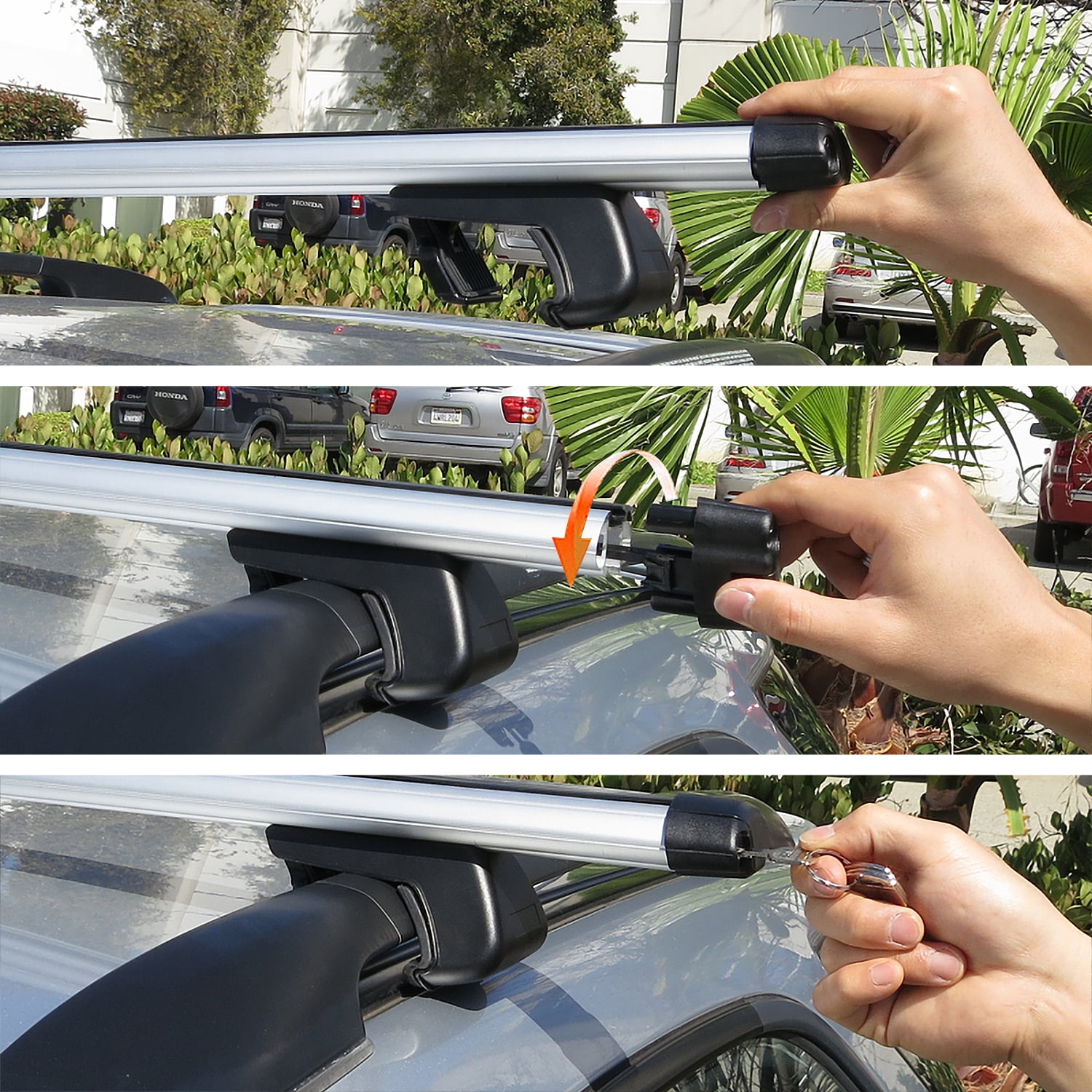 Spec-D Tuning Adjustable 53" Car Top Silver Aluminum Cross Bar Roof Cargo Luggage Rack