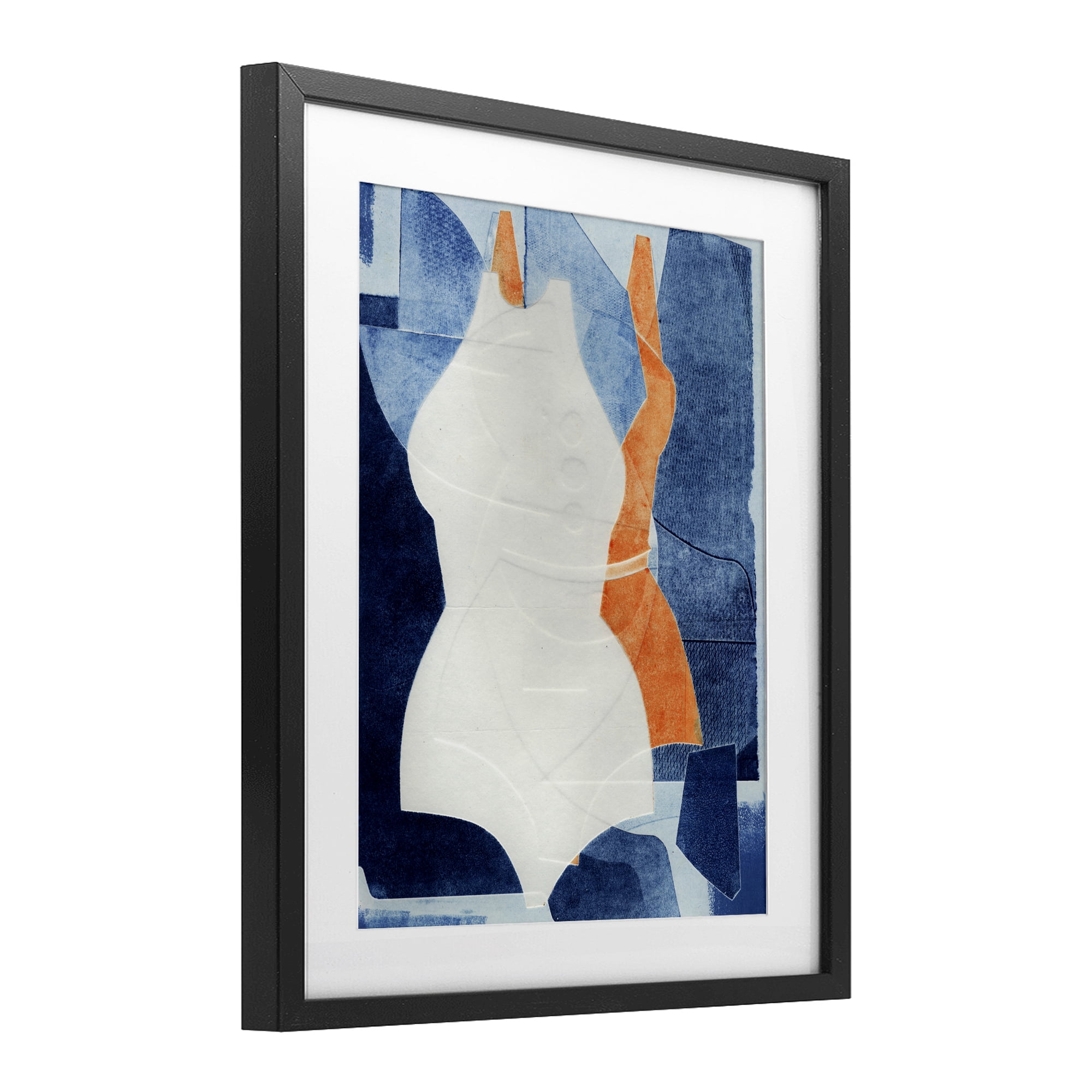 Stupell Industries Abstract Fashion Shapes Blue Black Framed Print Under Glass, design by Stacy Milrany
