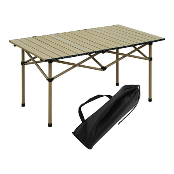 Mesa auxiliar plegable, ligera, estable y resistente para acampar al aire libre para 4 personas, ideal para barbacoas. beige