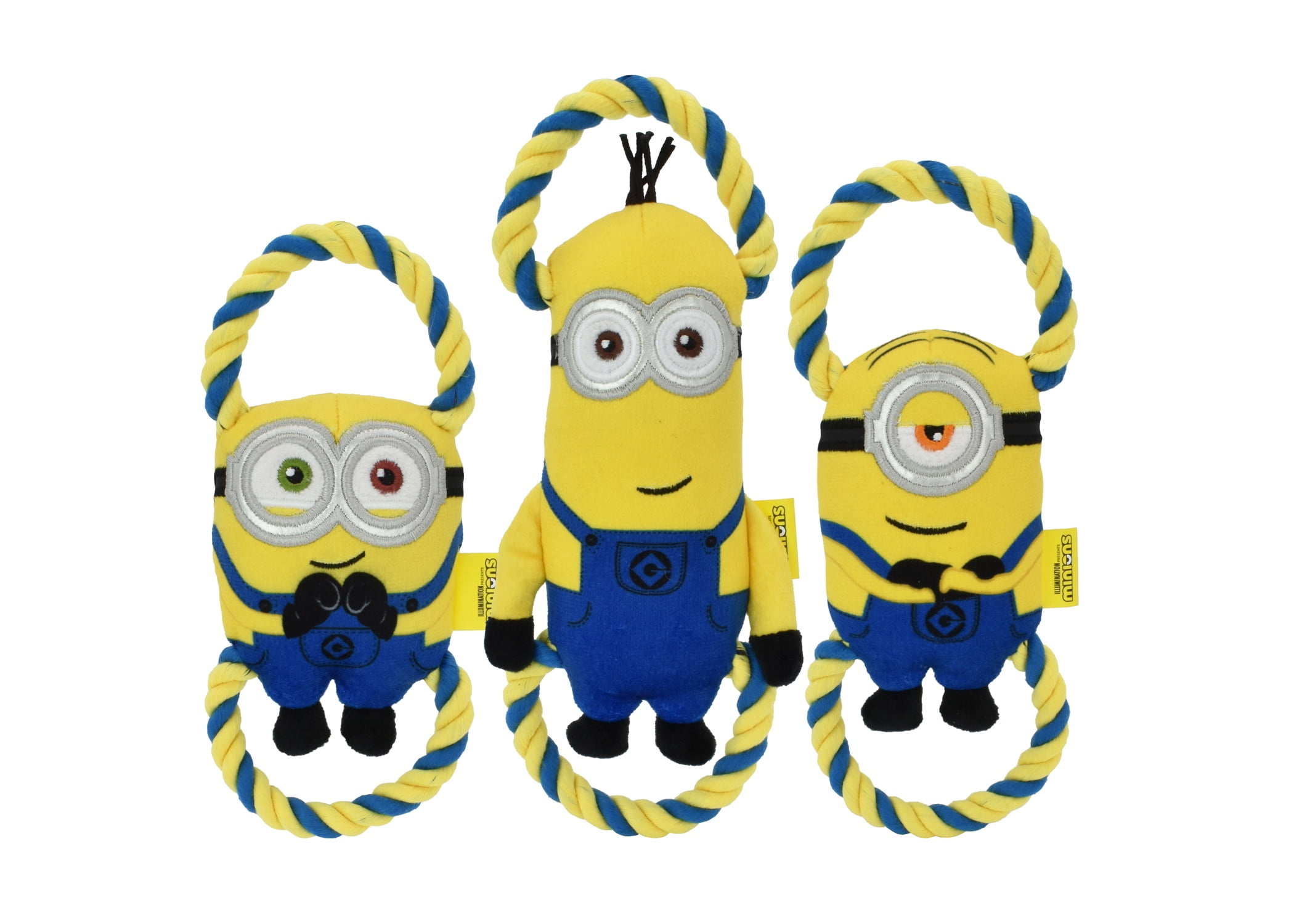 Multipet Minions Kevin Plush and Rope Tug Dog Toy with Squeaker and Crinkle, Small