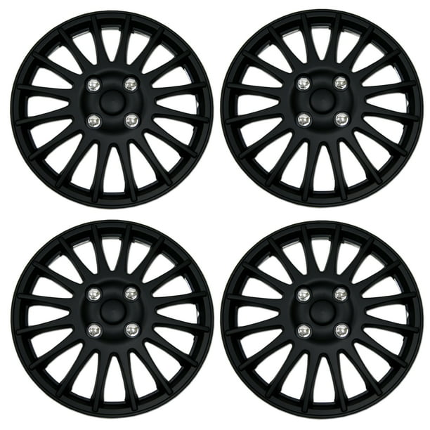 Set of 4 Matte Black Hubcaps 15" WSC3611B15 Hub Caps Wheel Skin