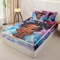thumbnail image 2 of Homewish Cartoon Black Girls Zipper Full Size Comforter Sets with Fitted Sheet and 2 Pillowcases,Rainbow Galaxy Starry Night Zipper Bedding Set For Kids Teens,Pink Reversible,4-Piece, 2 of 7