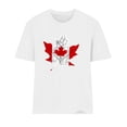 thumbnail image 5 of HOMBOM Tops for Women Short Sleeve T-Shirts White Crew Neck Maple Leaf Print Summer Womens Graphic Tees Soft, 5 of 5