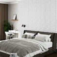 thumbnail image 4 of Costway 100 Pack 3D Wall Panels, PVC Diamond Textured Wall Tiles for Living Room Bedroom, 4 of 10