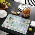 thumbnail image 3 of Daisy Spring Floral Placemats Set of 12, Eucalyptus Leaves Watercolor Wooden Placemats for Dining Table, Place Mats for Kitchen Tabletop, Waterproof Wipeable Dining Table Mats Set, 3 of 9