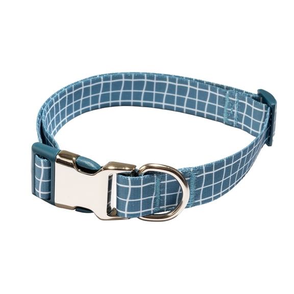 Vibrant Life Plaid Fashion Dog Collar, Blue, XL
