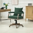 thumbnail image 3 of THOWDEE Boucle Fabric Swivel Height Adjustable Desk Chair with Wooden Legs, Emerald, 3 of 8
