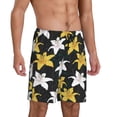 thumbnail image 2 of Logiee Lilies Flowers Print Men's Pajama Shorts with Drawstring & Pockets,Sleep Shorts for Men,Sleepwear Bottoms,Elastic Waistband Loungewear-Small, 2 of 6