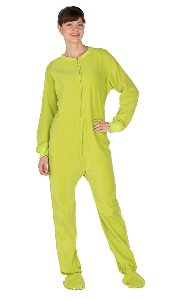 Footed Pajamas - Footed Pajamas - Lime Green Adult Fleece Onesie ...