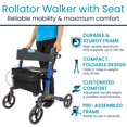thumbnail image 2 of Andador con ruedas Vive Mobility - Andador médico plegable de 4 ruedas con asiento y bolsa - Ayuda de movilidad para adultos, personas mayores y personas con discapacidad (azul océano, bolsa negra), 2 of 5