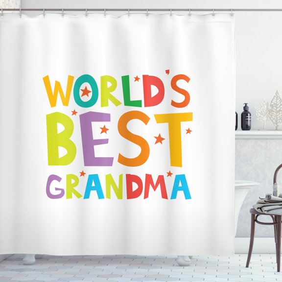 Ambesonne Grandma Shower Curtain, Cartoon Style Lettering, 69"Wx70"L, Multicolor