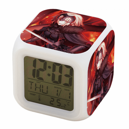 

JUSTUP Alarm Clock For Kids Digital Alarm Clock Cube Wake Up Clocks With 4 Sided Fate Grand Order Pattern Soft LED Colorful Night Light Large Display Ascending Sound （Pattern 12）