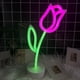 thumbnail image 4 of Luz ambiental neón LED de flor | Lámpara decorativa portátil alimentada por pilas con batería de larga duración | Luz cálida suave para dormitorio y salón | 11,02 pulgadas | 1 pieza marrón, 4 of 6