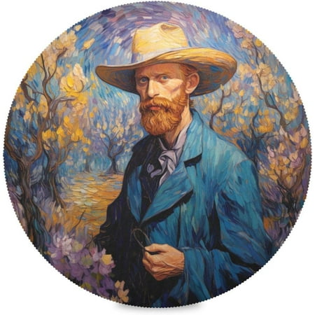 

Tangkunup Van Gogh Painting Round Placemats - 6 Pack Non-Slip Table Mat Heat and Stain Resistant Placemat for Table Home Decoration