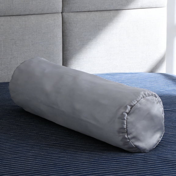 ETHZZLE Set of 2 Grey Bolster Pillow Covers with Hidden Zipper, Breathable Round Neck Roll Pillowcases for Home Decor