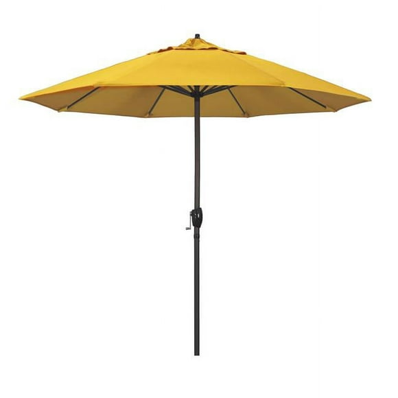 California Umbrella ATA908117-5457 9 Ft. Série Patio Bronze Auto Tilt Manivelle Ascenseur - Sunbrella 1A Tissu Jaune Tournesol