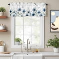 thumbnail image 2 of Navy Blue Floral Kitchen Curtain Valances for Windows Farmhouse Short Curtains, Watercolor Eucalyptus Leaves Butterfly Rod Pocket Valance Curtain for Bedroom Cafe Living Room 42"x18", 2 of 8