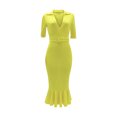 thumbnail image 4 of LFEOOSTWomen's Sexy Bodycon Maxi Dress Wrap V Neck Waist Belt Fishtail Hem Dresses Evening Gown Cocktail Party Long Dress, 4 of 7