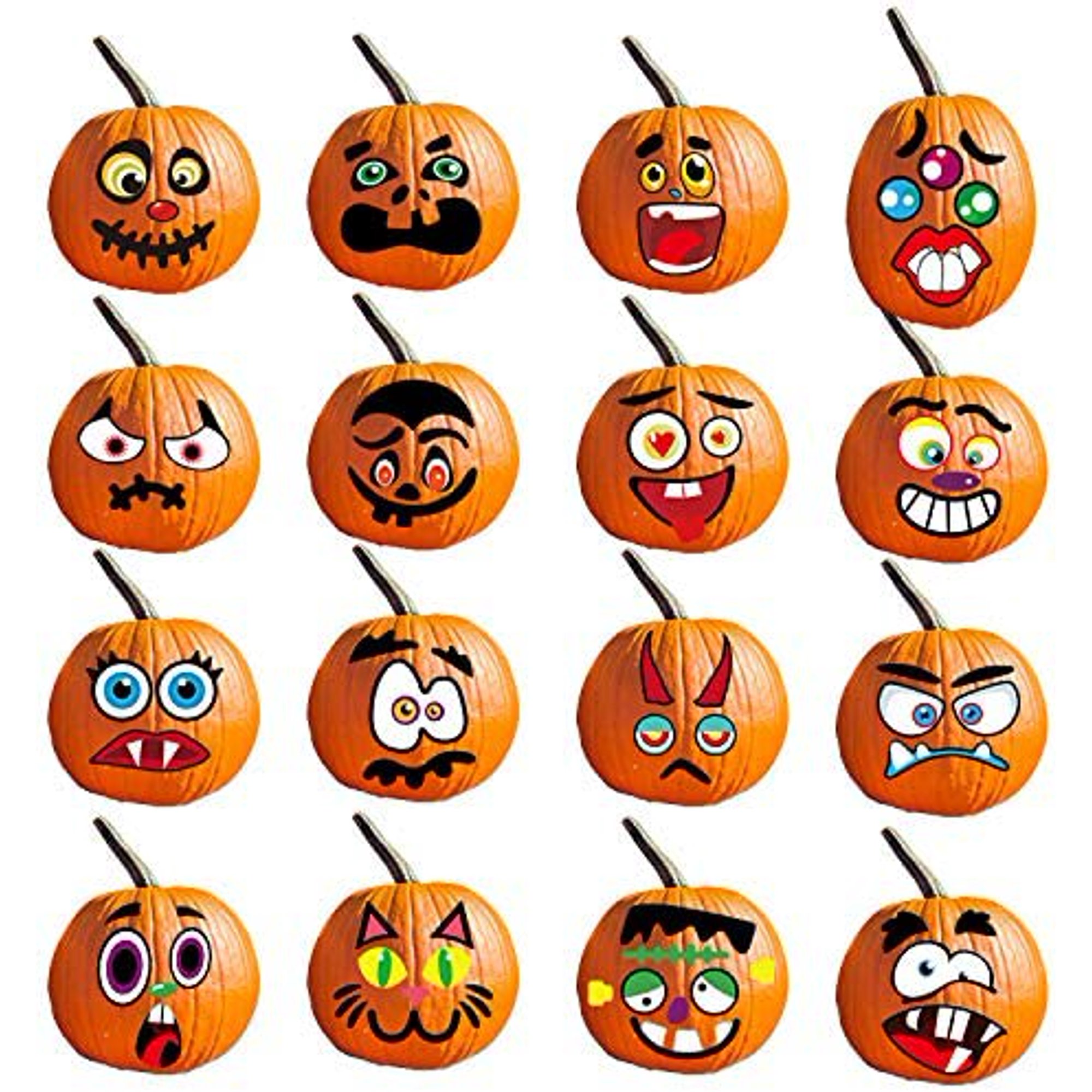 64 Autocollants Citrouille Halloween - Pour Créer Des Visages Sur Citrouilles, Loisirs Créatifs Enfants