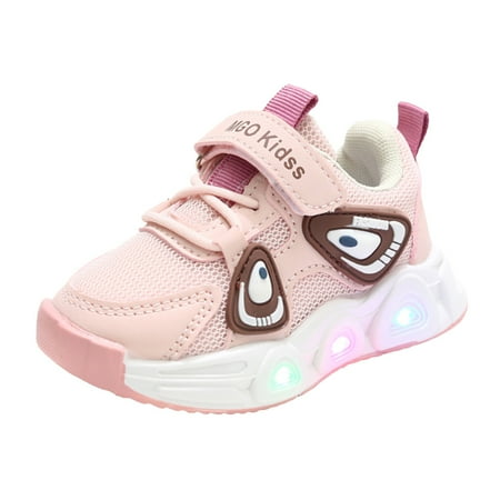 Durtebeua Sneakers for Girls Toddler Shoes Children Sports Shoes with Lights Breathable Princess Lightweight Casual Lighting Kids Up Night Shoes Pink-01 4.5-5 Years