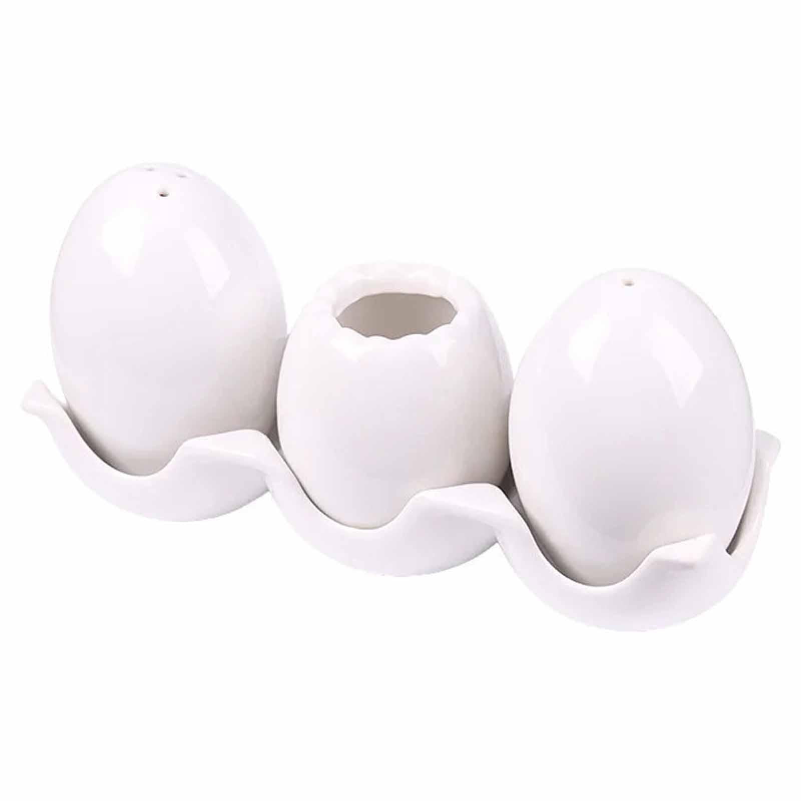 Ceramic Egg-Shaped Seasoning Bottles Kitchen Spice Jars - Creative Egg Design with Tray Suitable for Salt Pepper Spices, Ceramic Material - Home Kitchen Dining Table Cooking Baking Daily Use