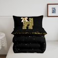 thumbnail image 5 of meiyoeat Personalized Monogram Print Full Size Comforter Sets,Leopard Bowknot Bling Initial Art Bedding Comforter Set For Girl,Black Reversible,3-Piece,1 Comforter and 2 Pillowcases, 5 of 7