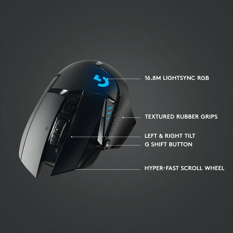 Logitech G502 LIGHTSPEED Wireless Gaming Mouse, HERO 25K Sensor, 25,600  DPI, RGB, Adjustable Weights, 11 Programmable Buttons, Long Battery Life,  On-Board Memory, PC / Mac 