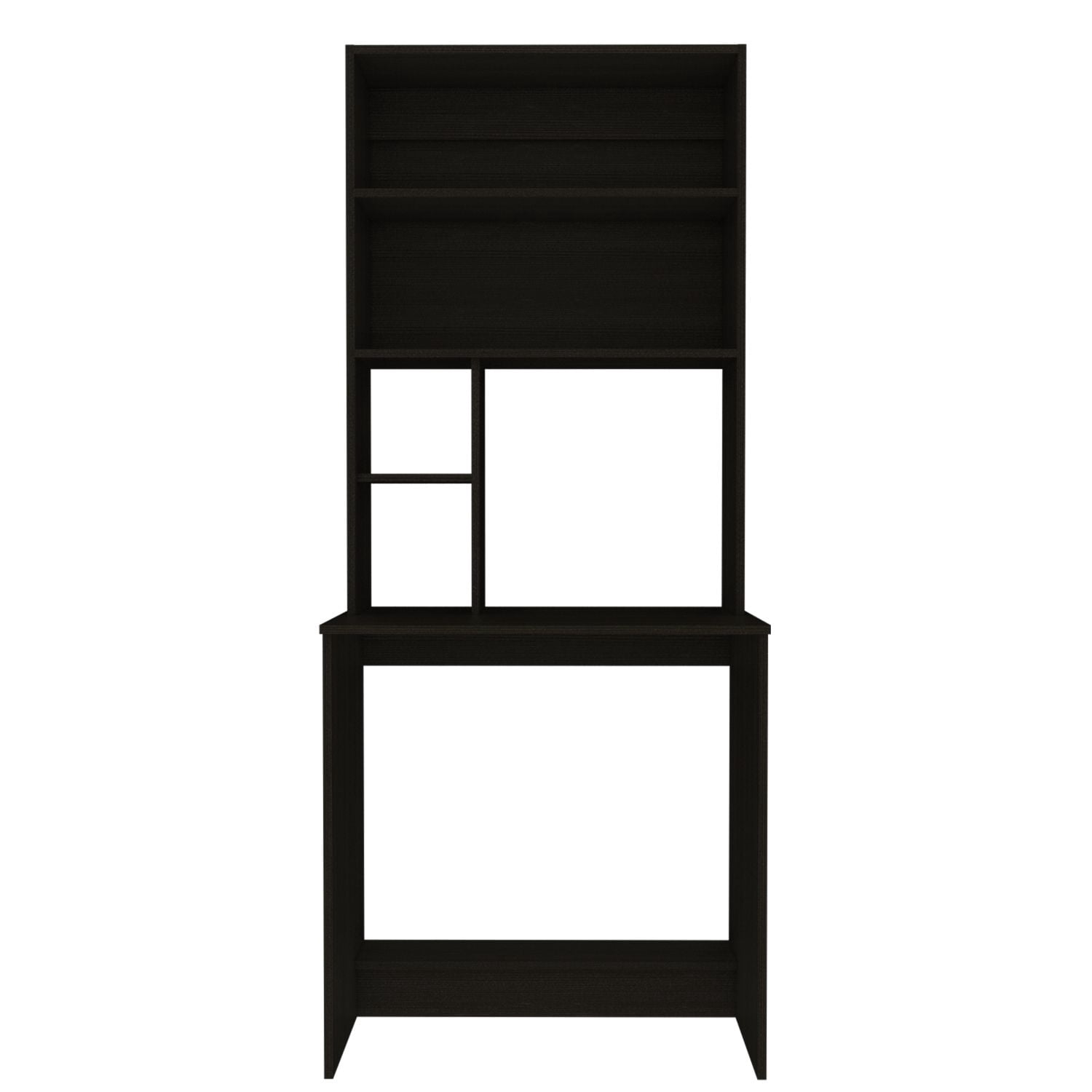 Asteroutdoor Wenge 4-Shelf Computer Desk with Hutch, Particle Board, 19.1 in L x 29.6 in W x 71.1 in H, Home Office Desk