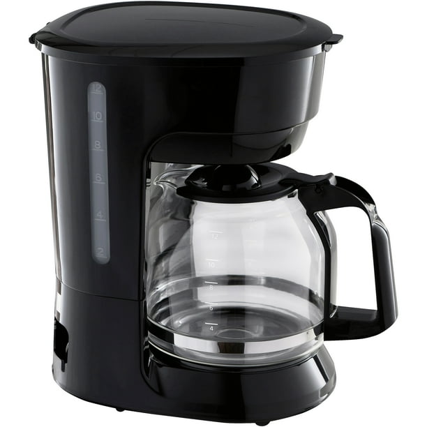 Mainstays Black 12Cup Coffee Maker with Removable Filter Basket