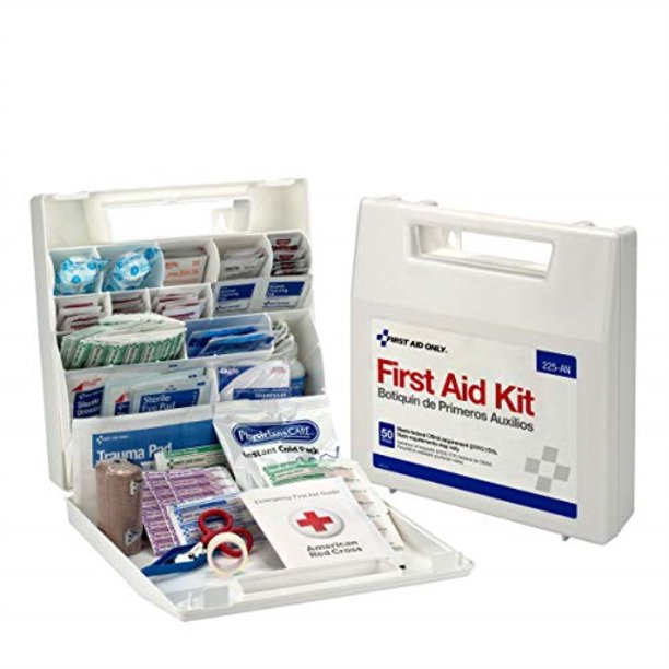 first aid only 50 person osha first aid kit, plastic case with dividers