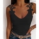 thumbnail image 2 of Moda sexy mujer cuello pico patchwork encaje sólido corto camis tops chaleco Fridja  gh1247, 2 of 8
