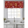 thumbnail image 4 of Winter Yellow Snowflake Valances for Windows Christmas White Snowflake Red Rod Pocket Curtains Valance Short Window Treatment Drapes for Living Room, Bedroom Bathroom 56"&nbsp;W x 16" L, 4 of 5